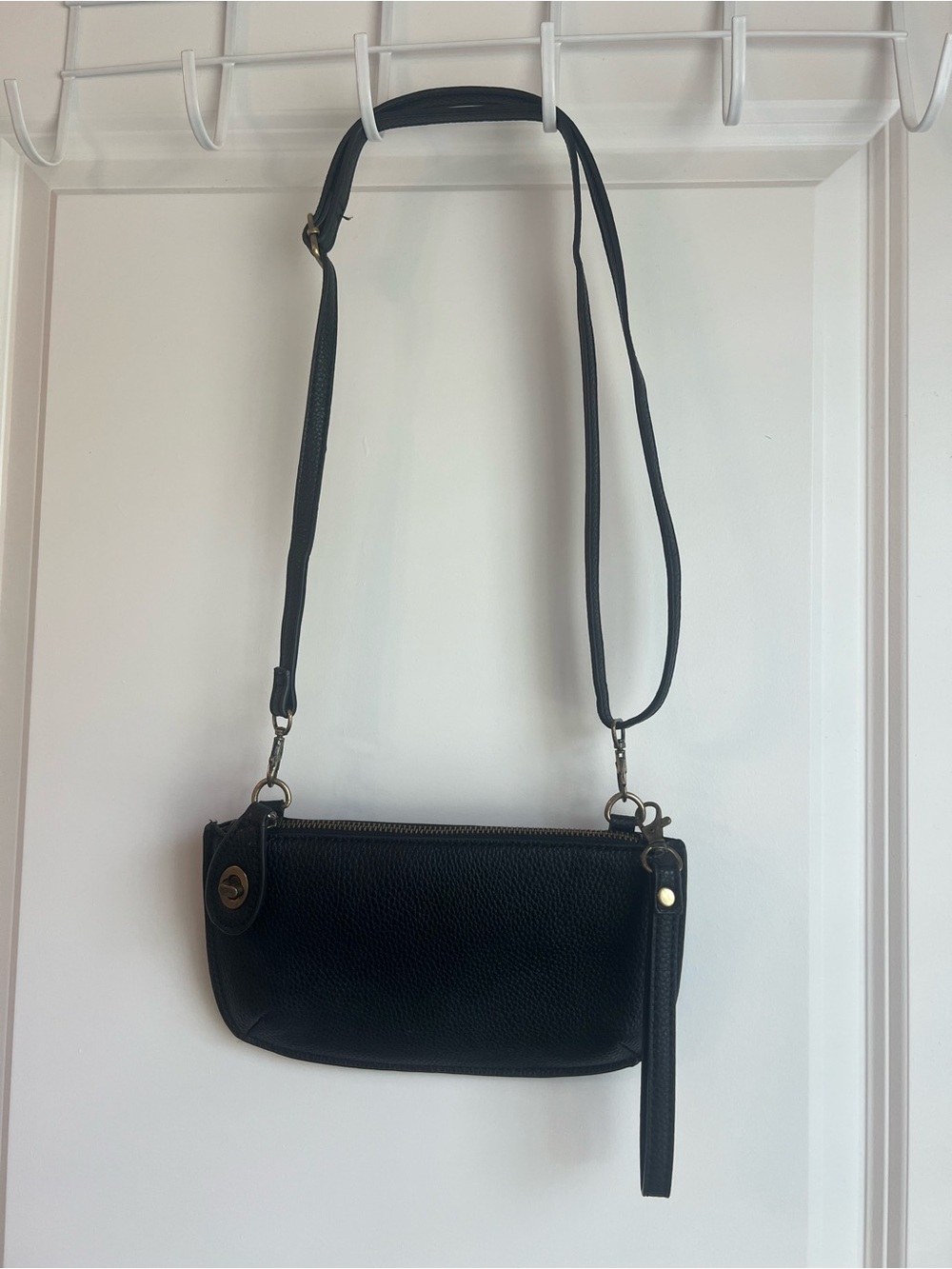 Joy Susan Black Leather Crossbody /wristlet Bag - Classic Women's Shoulder Bag